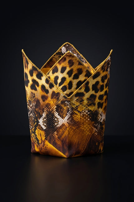 Silk Pocket Square - Gold Animal - fold