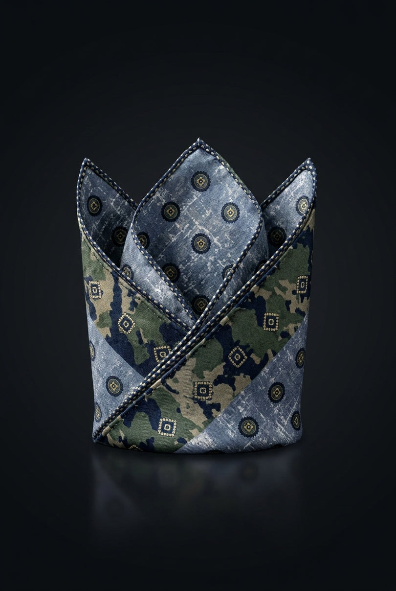 Silk Pocket Square - Green Other - fold