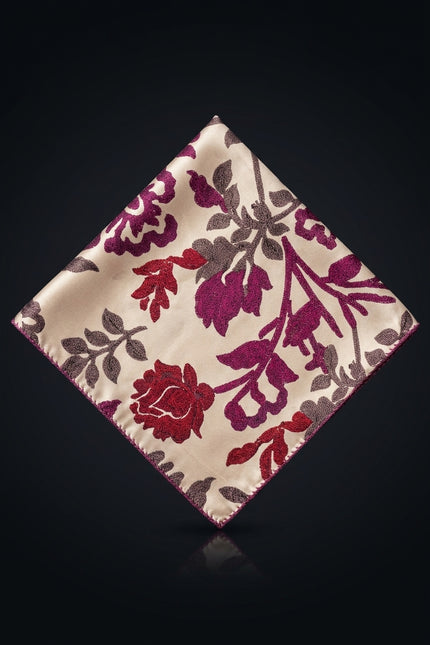 Silk Pocket Square - Magenta Abstract - flat