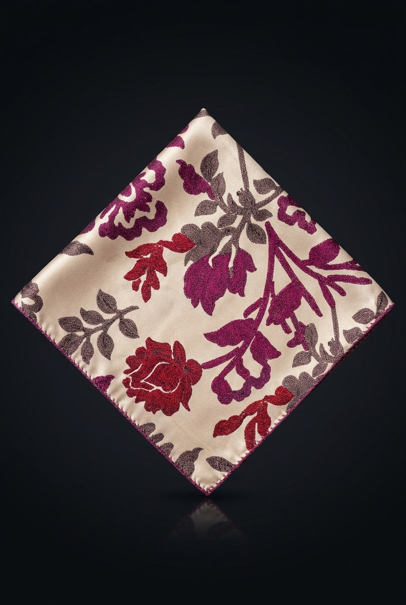 Silk Pocket Square - Magenta Abstract - flat