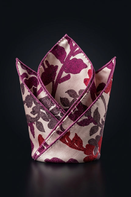 Silk Pocket Square - Magenta Abstract - fold