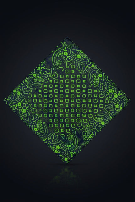 Silk Pocket Square - Navy Paisley - flat