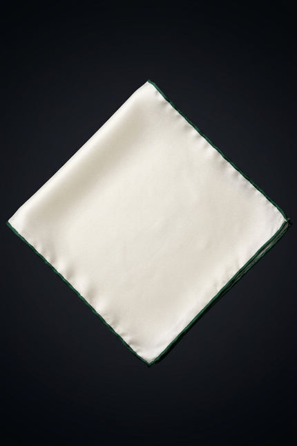 Silk Pocket Square - Off-White Striped - flat