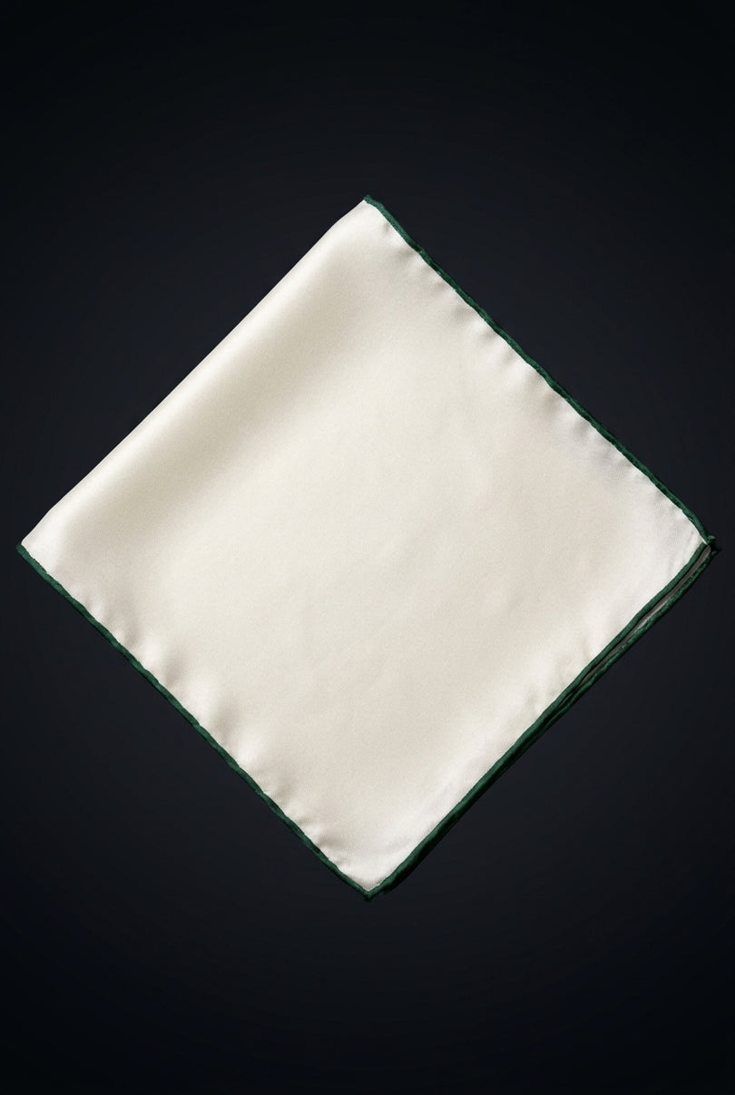 Silk Pocket Square - Off-White Striped - flat