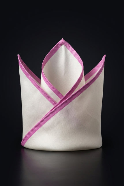 Silk Pocket Square - Off_White Solid - fold