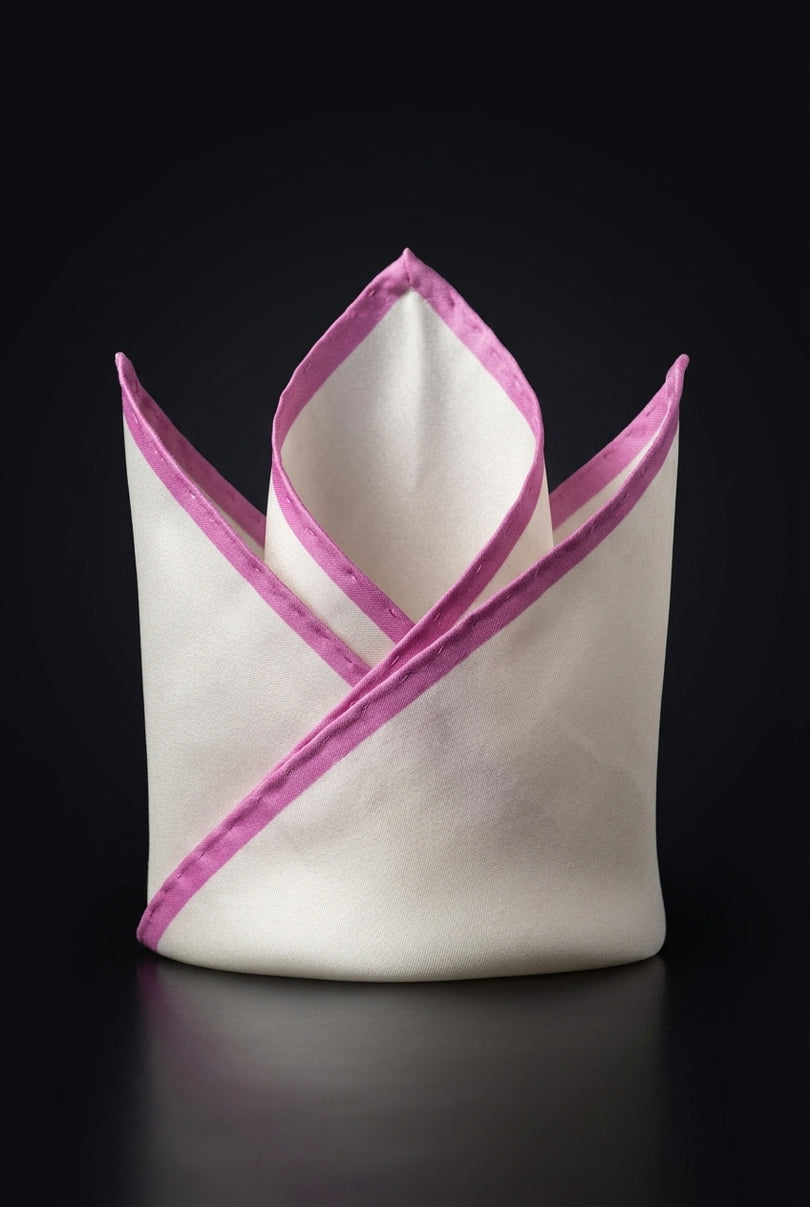 Silk Pocket Square - Off_White Solid - fold