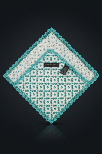 Silk Pocket Square - Offwhite Geometric - flat