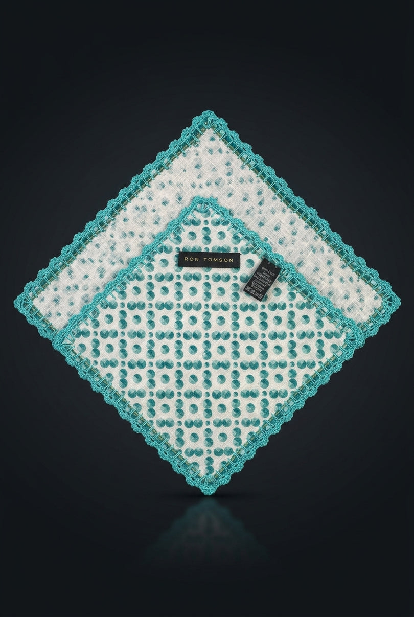 Silk Pocket Square - Offwhite Geometric - flat
