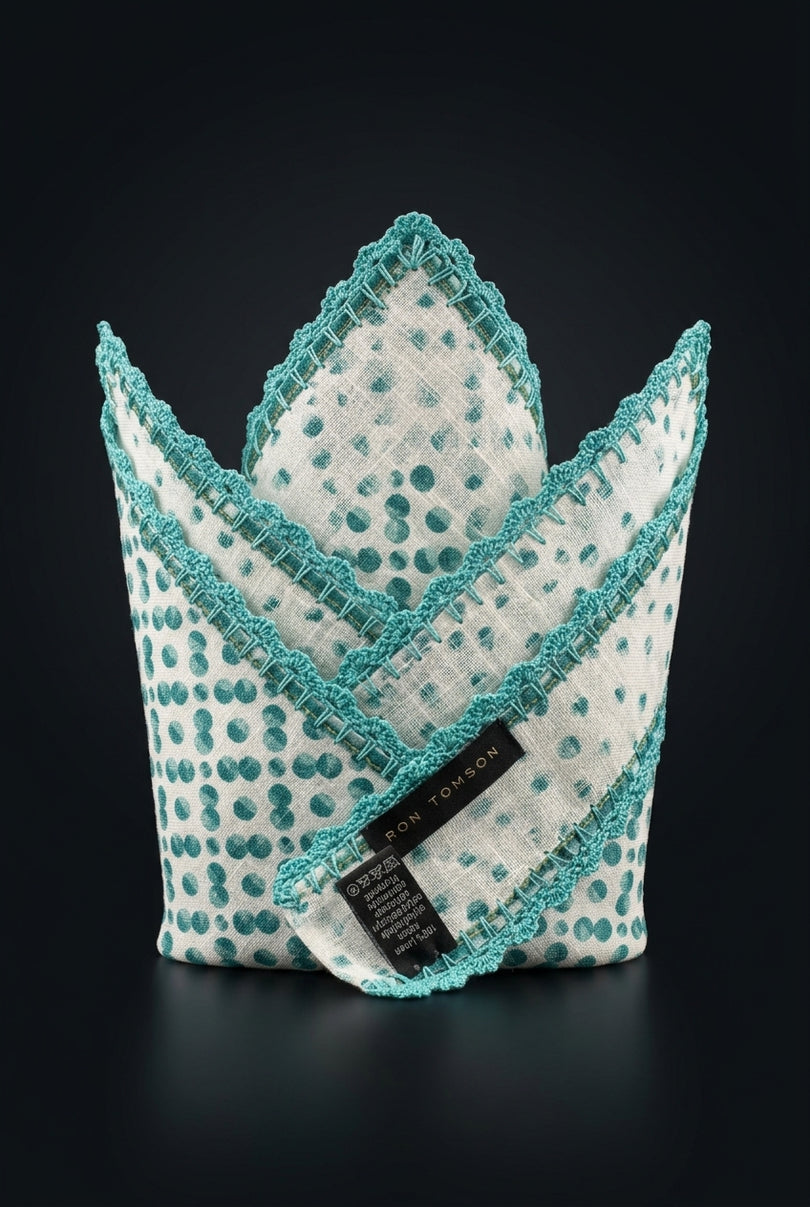 Silk Pocket Square - Offwhite Geometric - fold