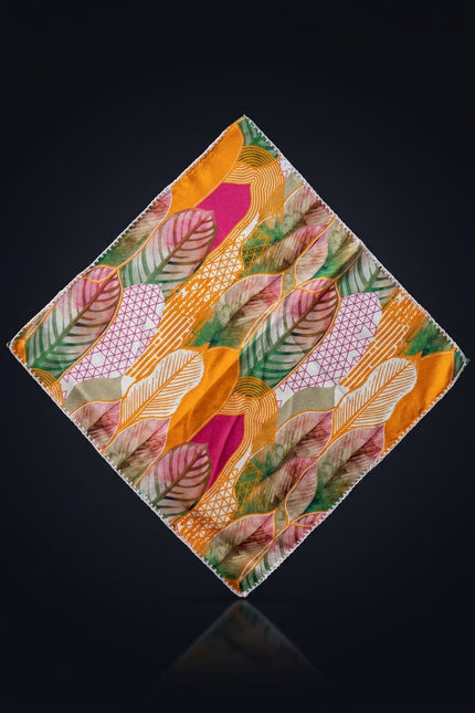 Silk Pocket Square - Orange Abstract - flat