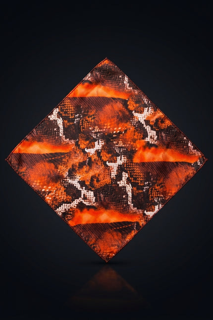 Silk Pocket Square - Orange Animal - flat