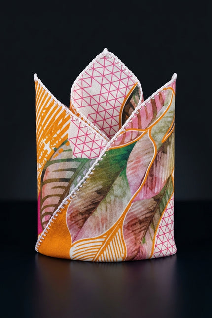 Silk Pocket Square - Orange Other - fold