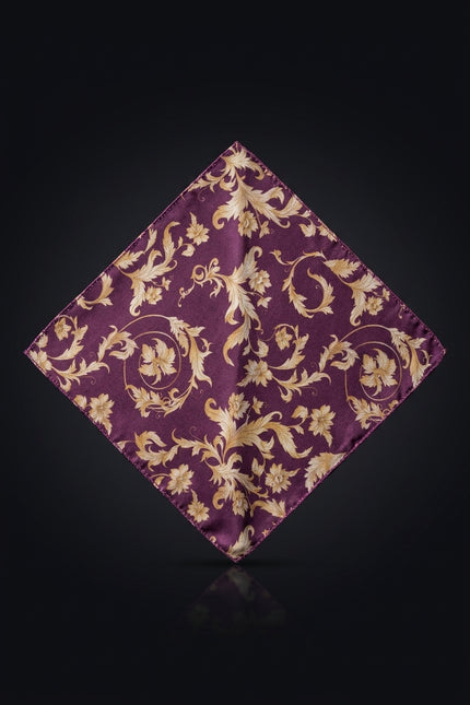 Silk Pocket Square - Purple Floral - flat