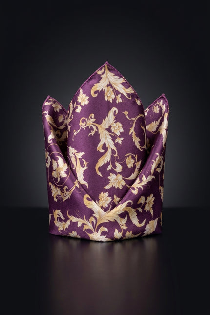 Silk Pocket Square - Purple Floral - fold