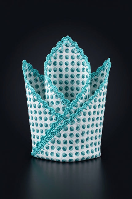 Silk Pocket Square - Teal Geometric - fold