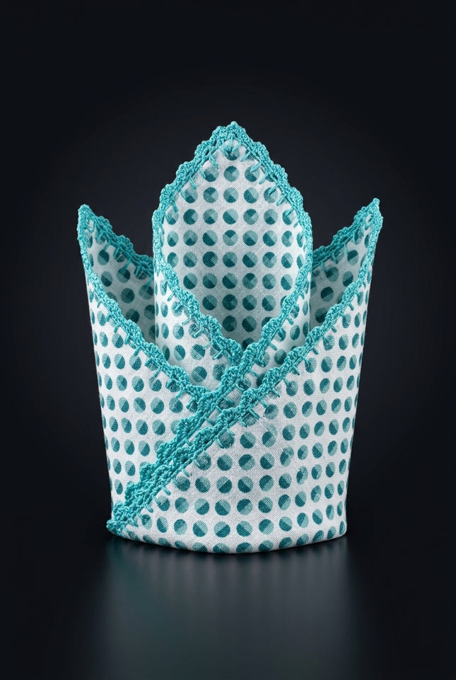 Silk Pocket Square - Teal Geometric - fold