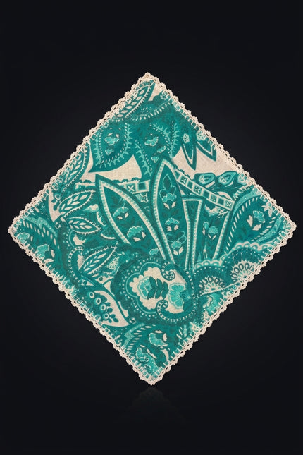 Silk Pocket Square - Teal Paisley - flat