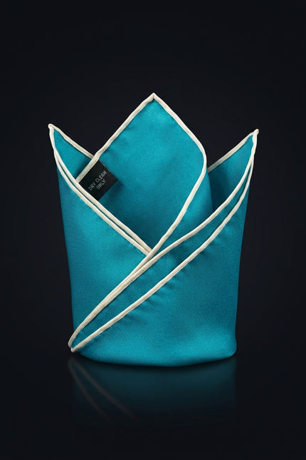 Silk Pocket Square - Teal Solid - fold