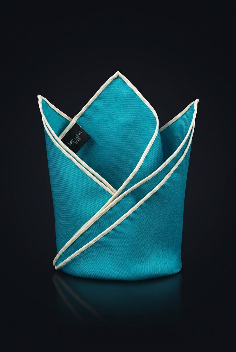 Silk Pocket Square - Teal Solid - fold