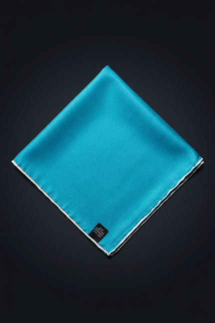 Silk Pocket Square - Turquoise Solid - flat