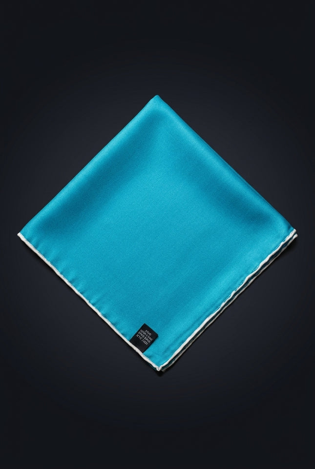 Silk Pocket Square - Turquoise Solid - flat