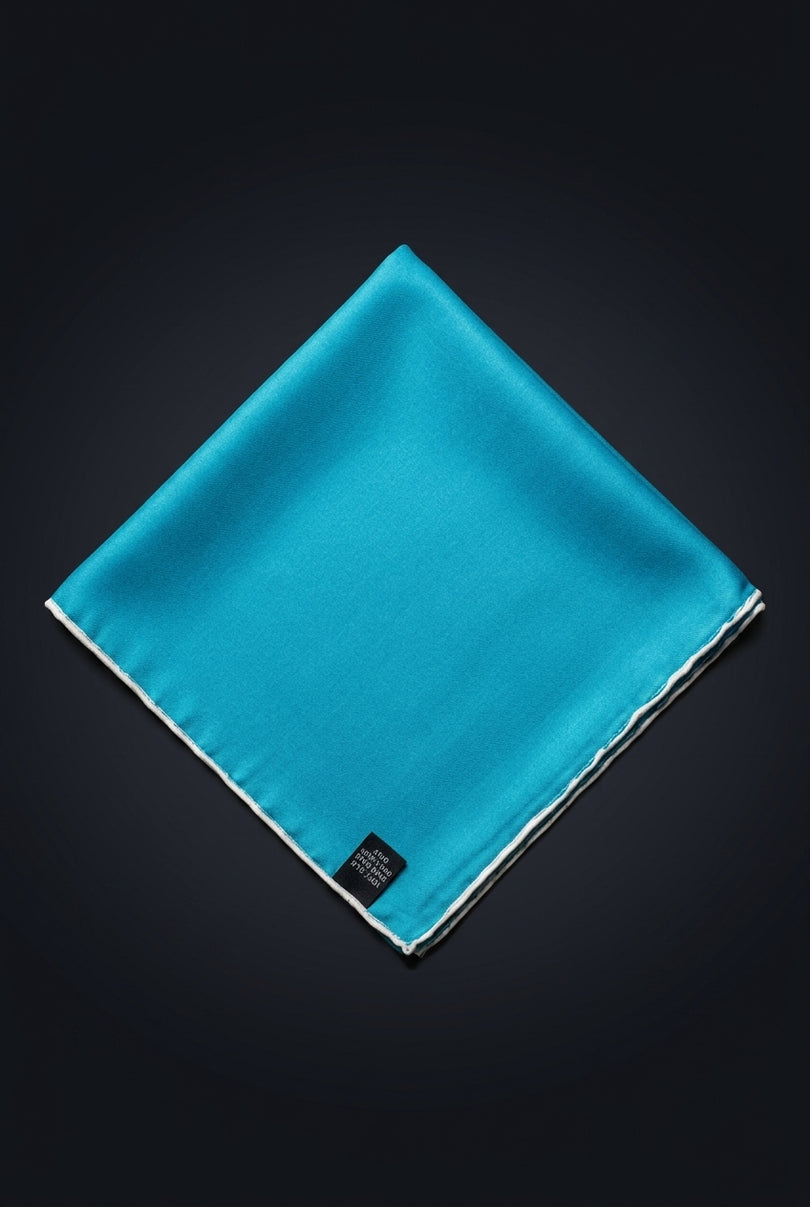 Silk Pocket Square - Turquoise Solid - flat