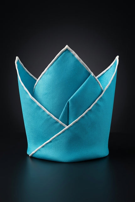 Silk Pocket Square - Turquoise Solid - fold