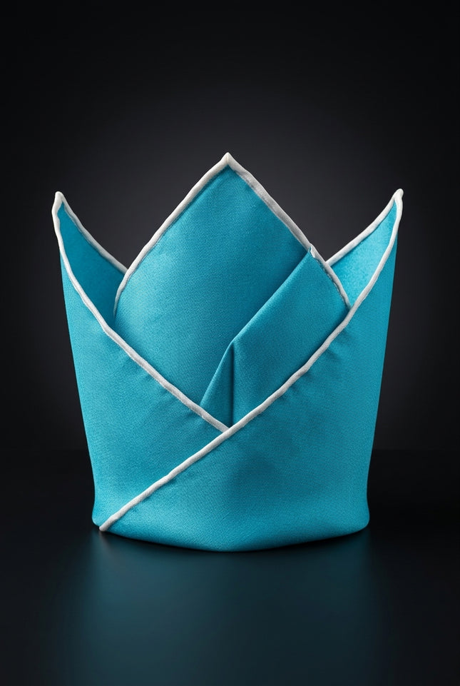 Silk Pocket Square - Turquoise Solid - fold