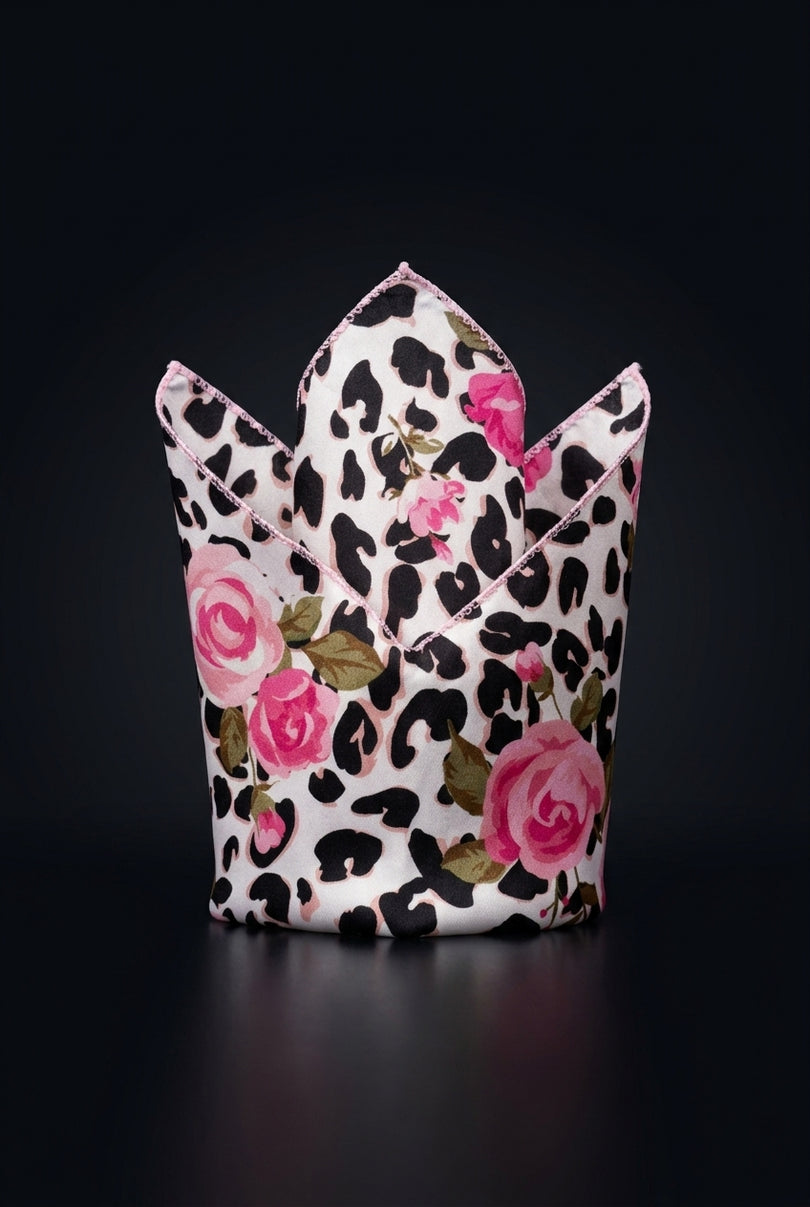 Silk Pocket Square - White Animal - fold