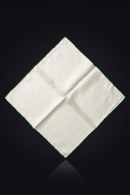Silk Pocket Square - White Solid - flat
