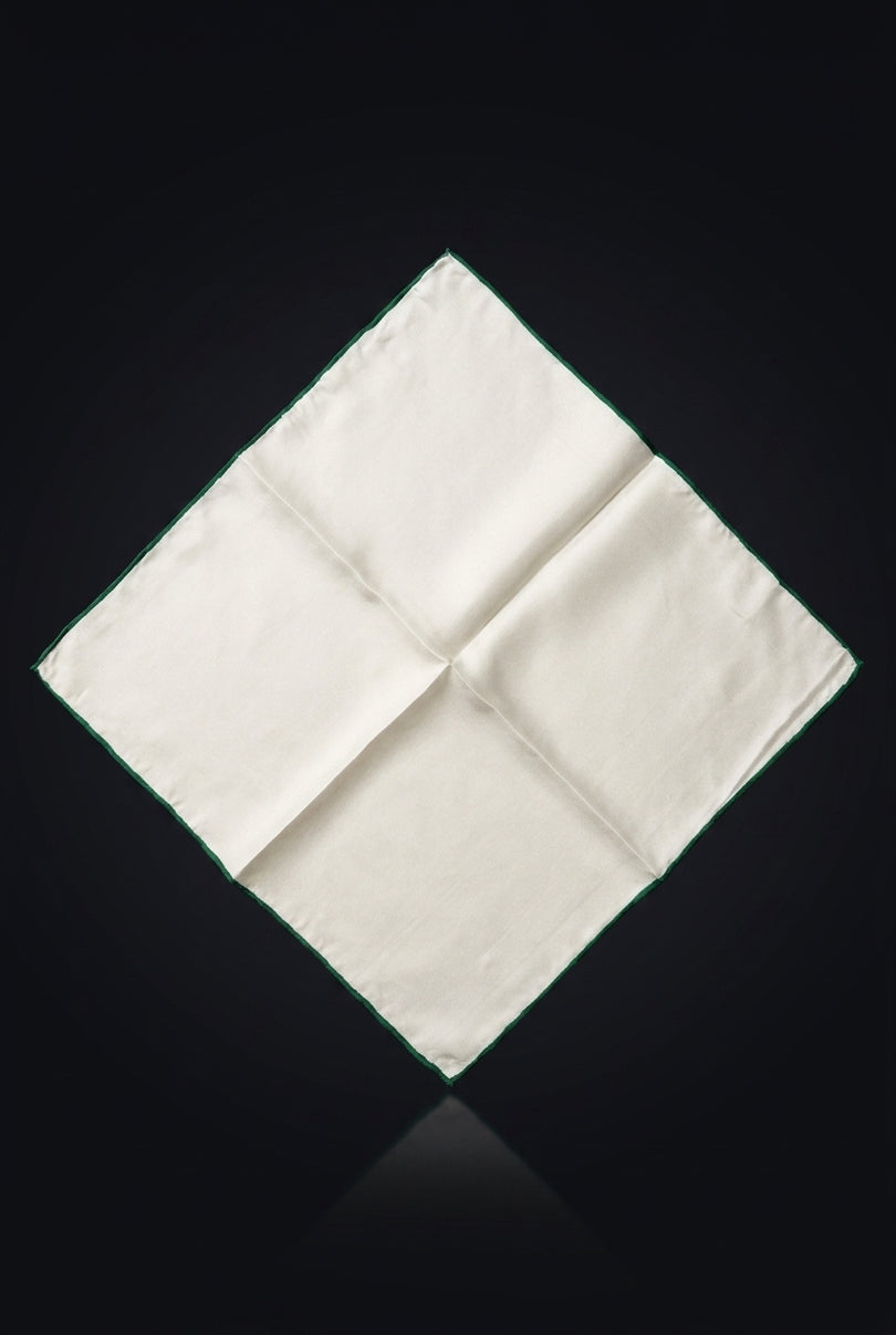 Silk Pocket Square - White Solid - flat