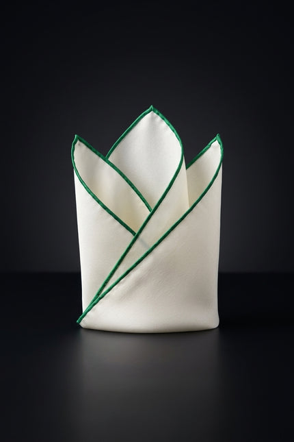 Silk Pocket Square - White Solid - fold