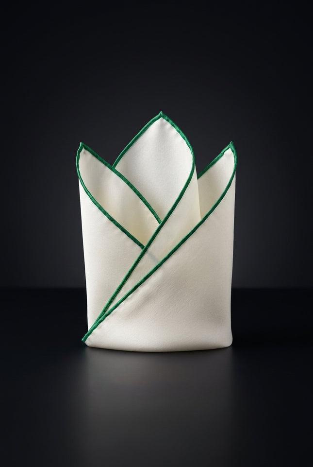 Silk Pocket Square - White Solid - fold