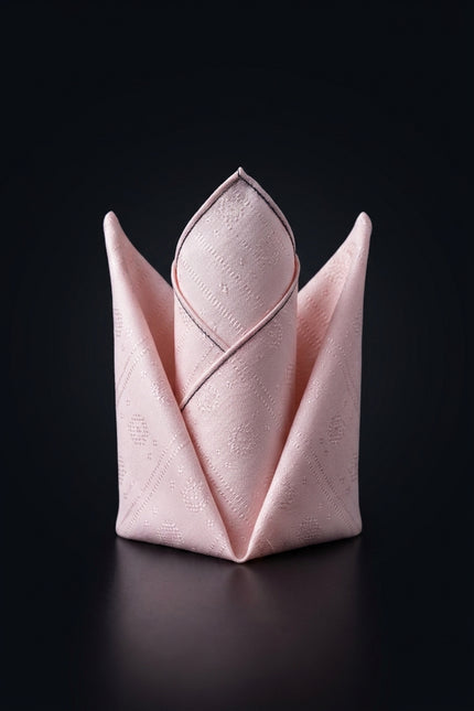Silk Pocket Square - Light Pink folded square - fold