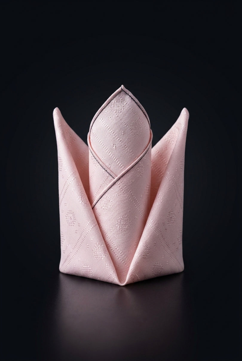 Silk Pocket Square - Light Pink folded square - fold