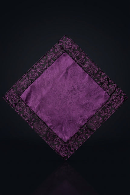 Silk Pocket Square - Purple And Black square - flat