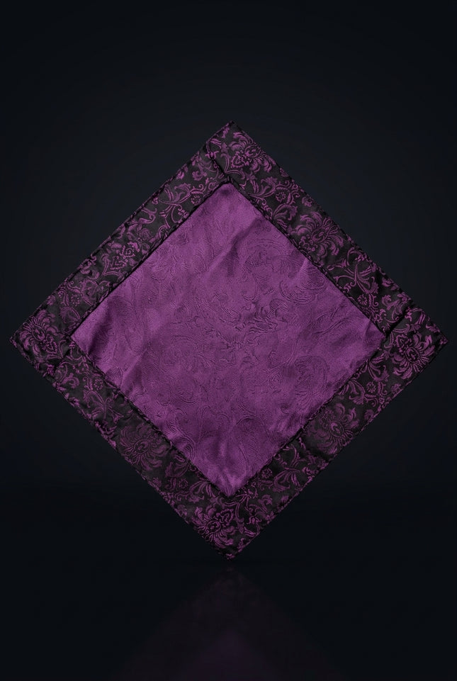 Silk Pocket Square - Purple And Black square - flat