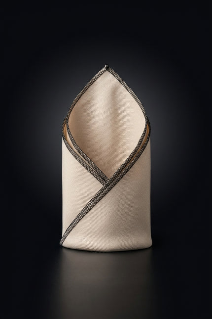 Silk Pocket Square - Beige rectangular - fold