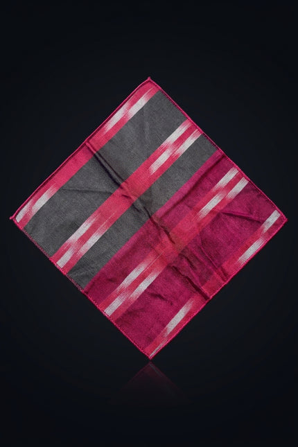 Silk Pocket Square - Fuchsia, Black, White rectangular - flat