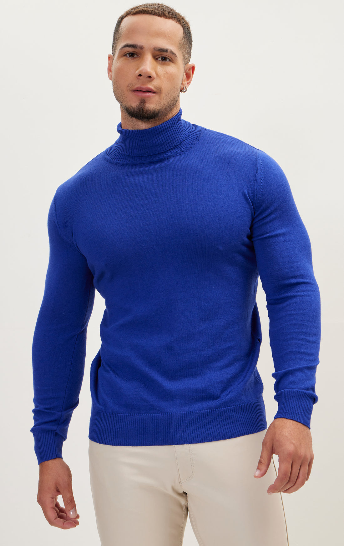 Roll Neck Knit Sweater - Electric Blue