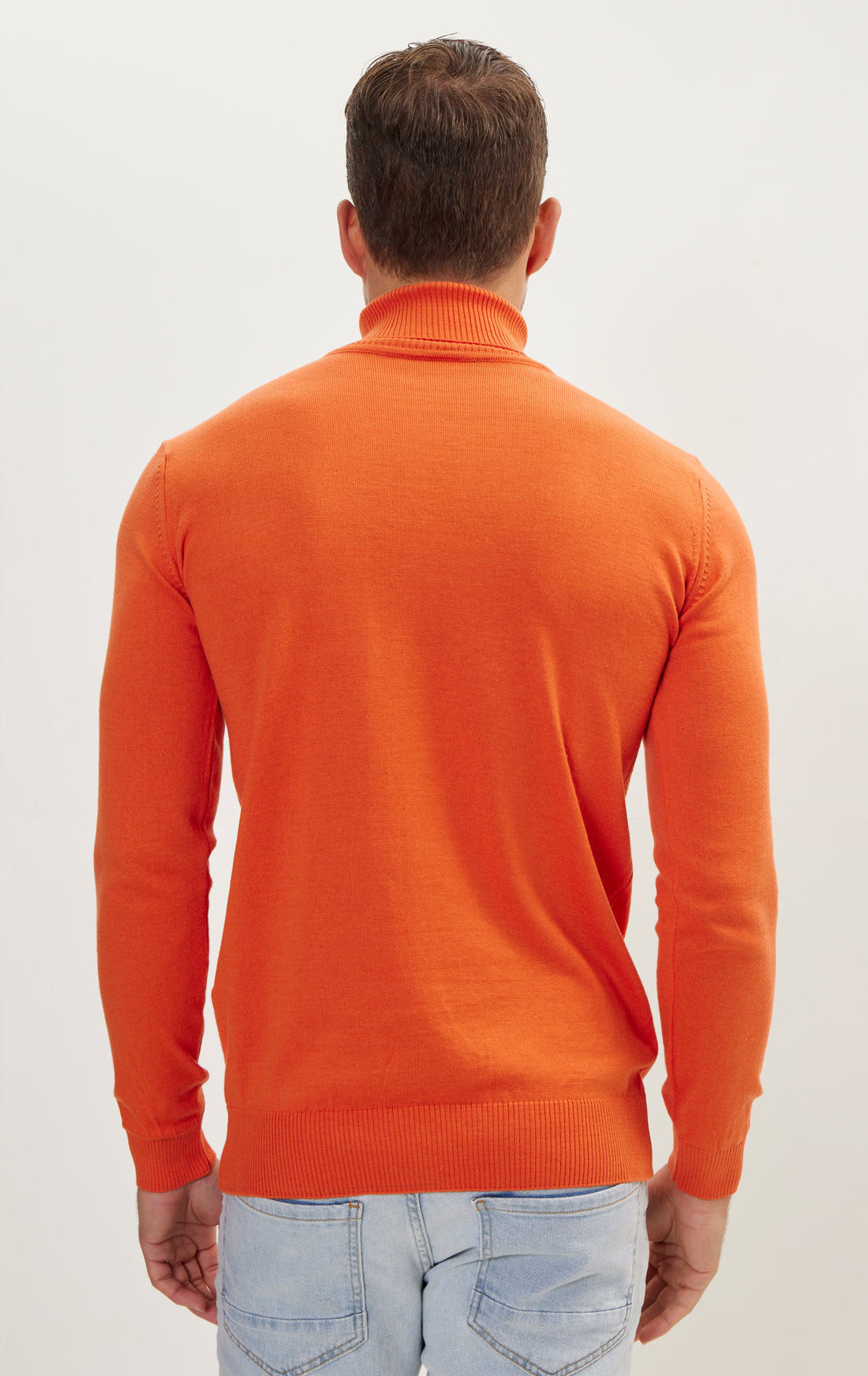 Roll Neck Knit Sweater - Orange