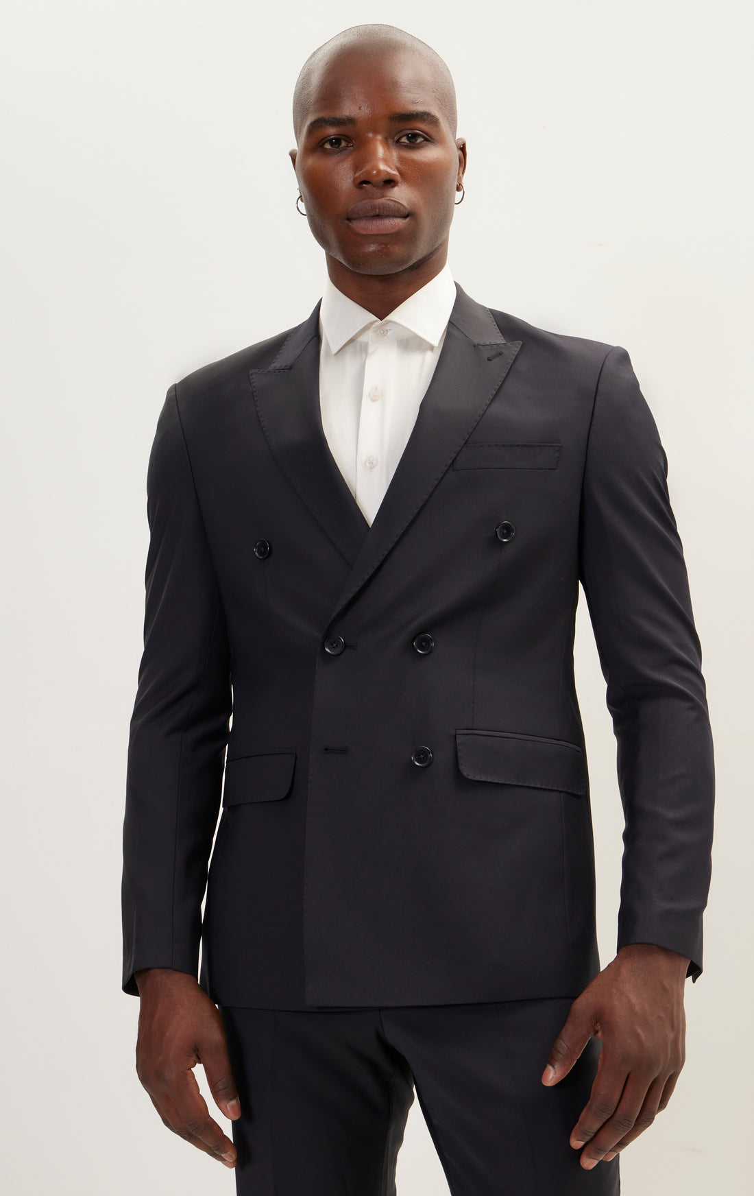 N° R206 SUPER 120S MERINO WOOL DOUBLE BREASTED SUIT - CARBON BLACK