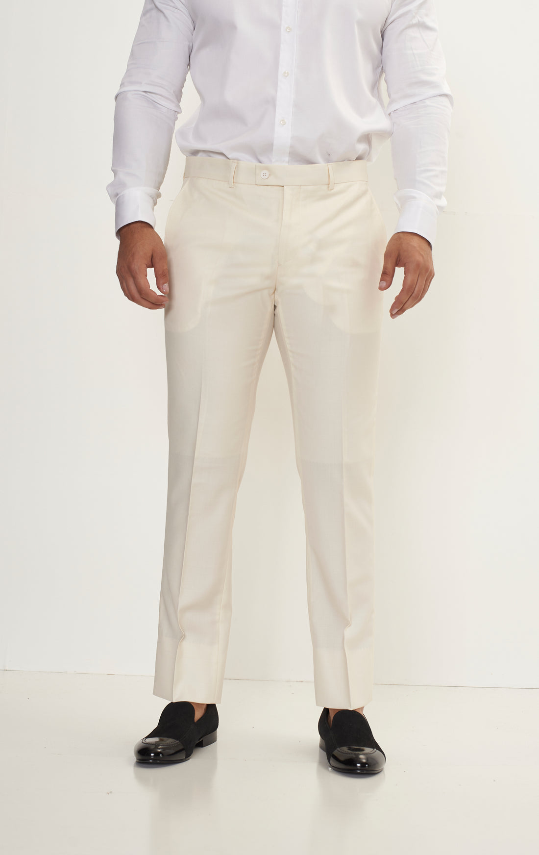 Super 180S Wool and Silk Double Breasted Suit - Off White