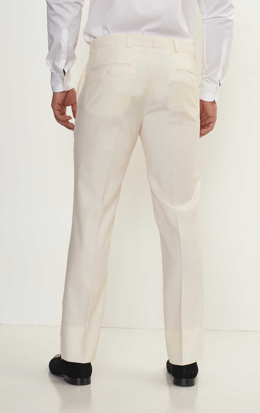 Super 180S Wool and Silk Double Breasted Suit - Off White