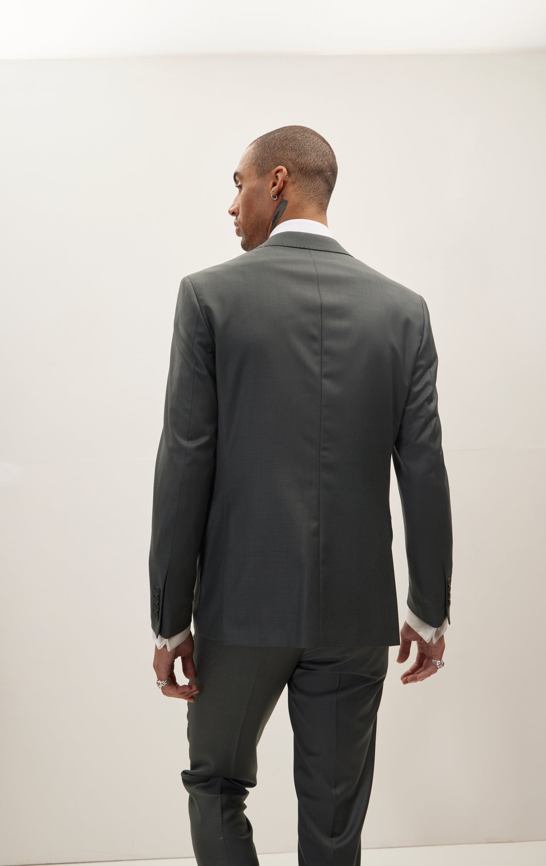 Super 120S Wool And Silk Single Breasted Suit - Dark Green