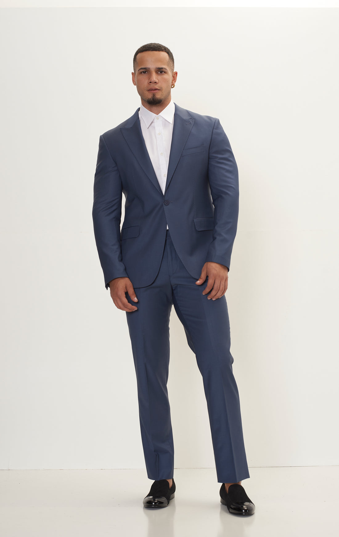 Super 120S Merino Wool Single Breasted Suit - Dark Petrol Blue