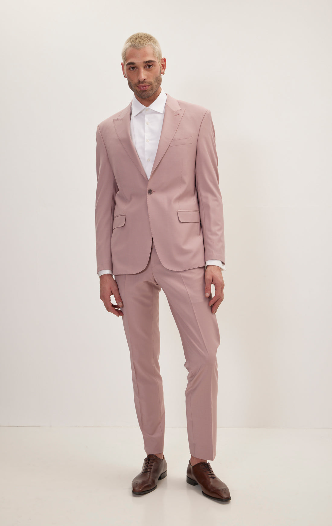 Super 120S Merino Wool Single Breasted Suit - Blush Pink