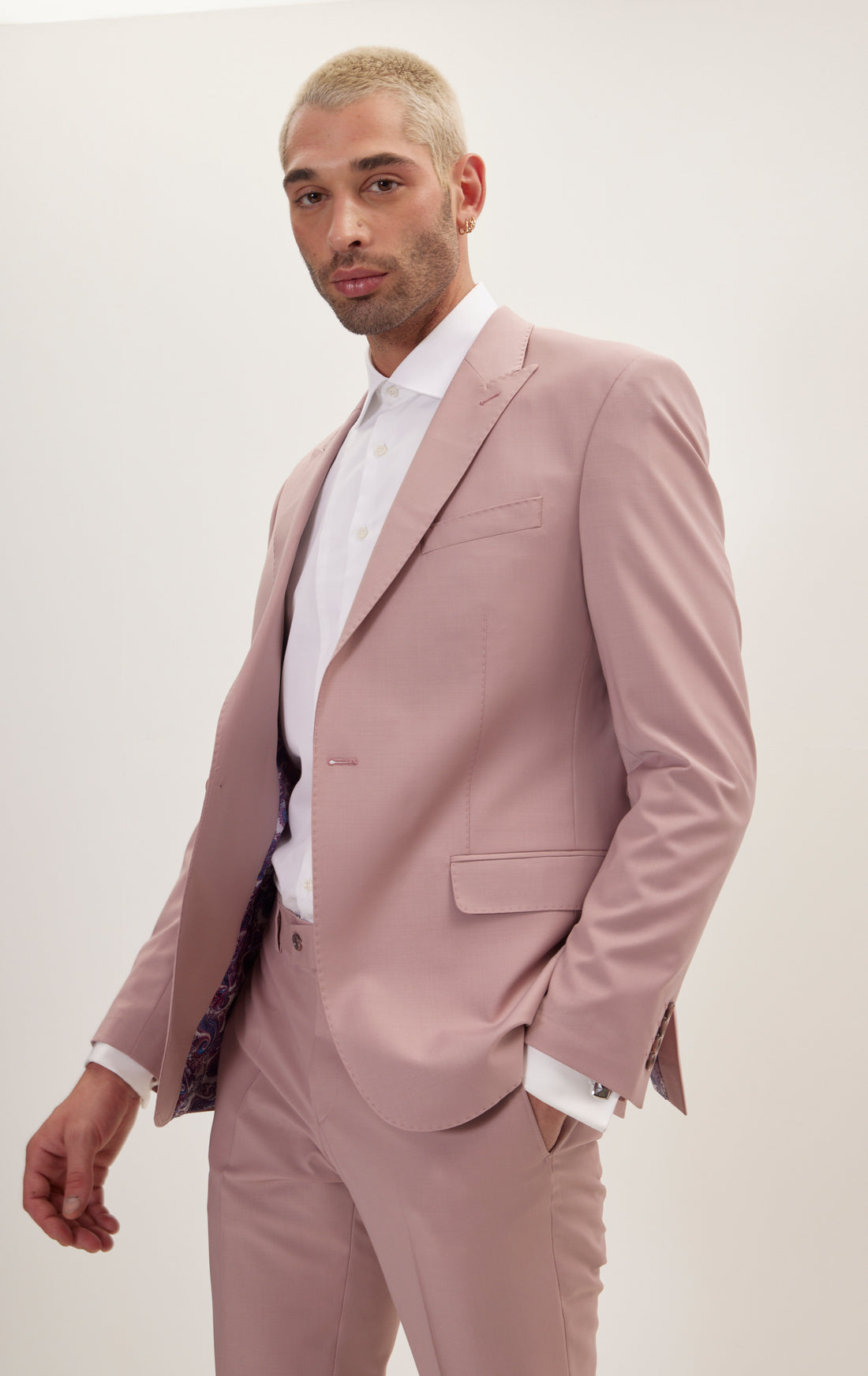 Super 120S Merino Wool Single Breasted Suit - Blush Pink
