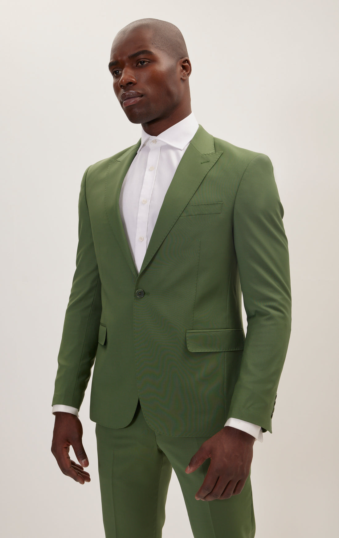 Super 120S Merino Wool Single Breasted Suit - Kale Green