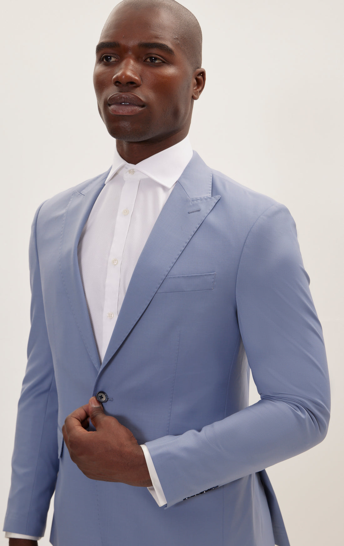 Super 120S Merino Wool Single Breasted Suit - Monument Grey Ish Blue